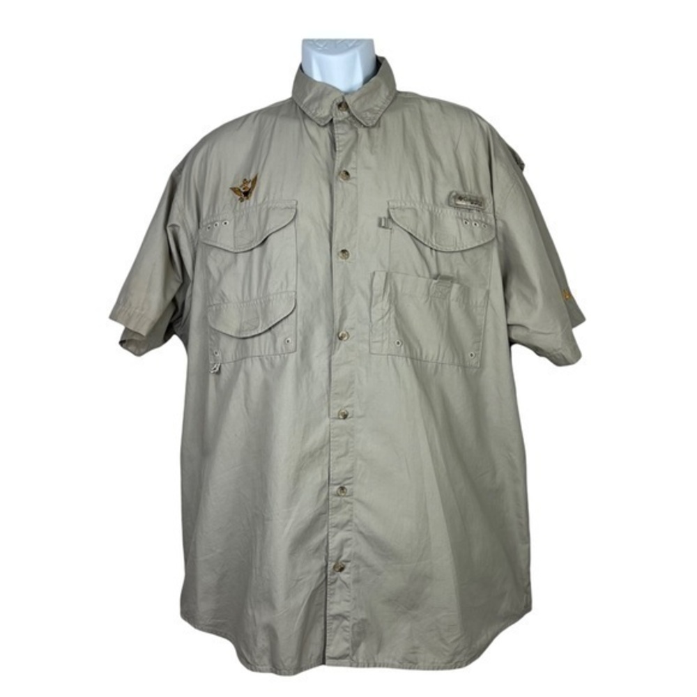 Columbia Men’s PFG Fishing Shirt Buttons Down Gray Size L